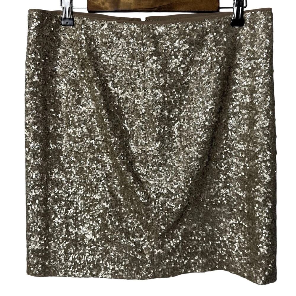 Cache Y2K Sequin Pencil Skirt Womens 12 Gold Silver Party Mini Evening